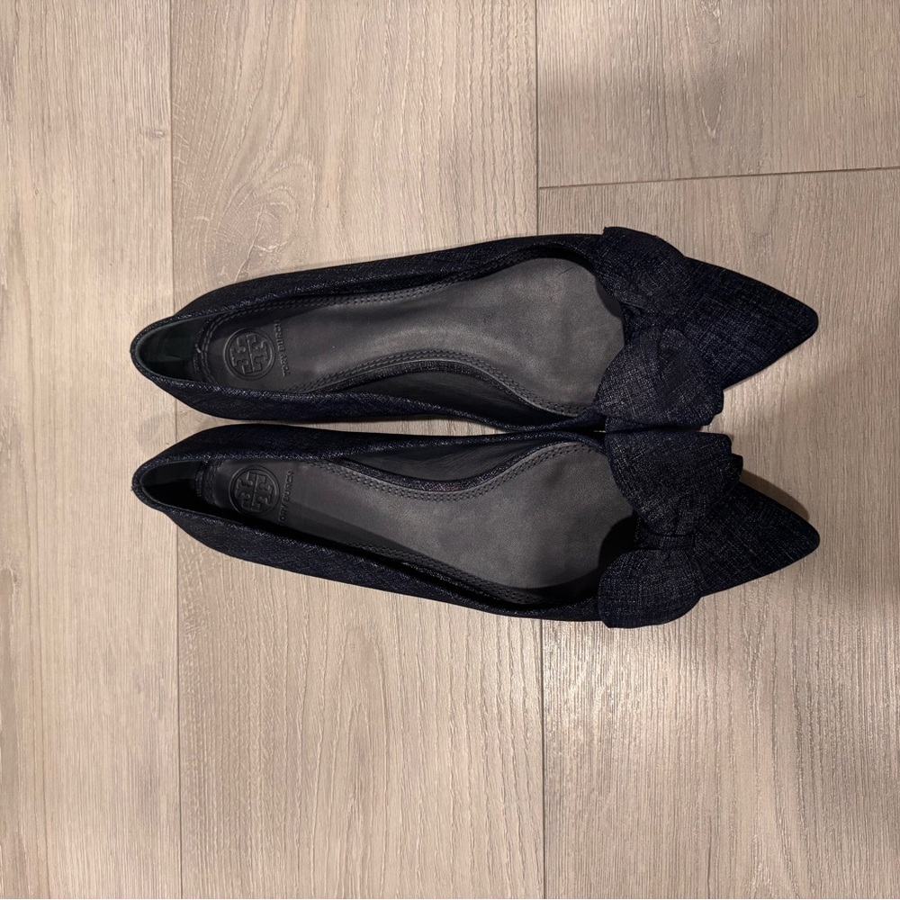 Tory Burch Blue Flats with Bow